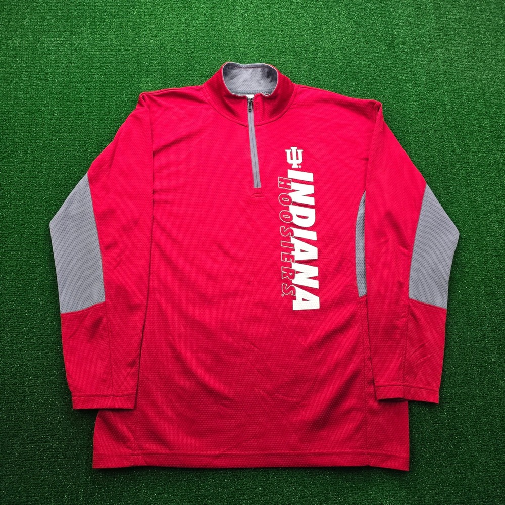 Indiana Hoosiers Quarter Zip Sweatshirt Mens Large Red Pullover NCAA College